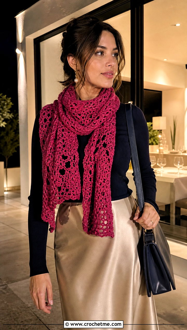 Lace Crochet Chenille Scarf With Satin Skirt - 25 crochet chenille scarf outfit ideas