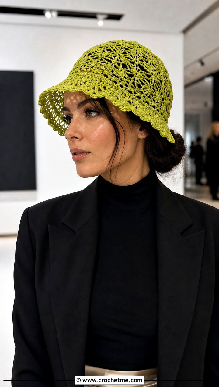 Lace Crochet Cloche Hat With Satin Skirt - 25 Cute Crochet Hats outfit ideas