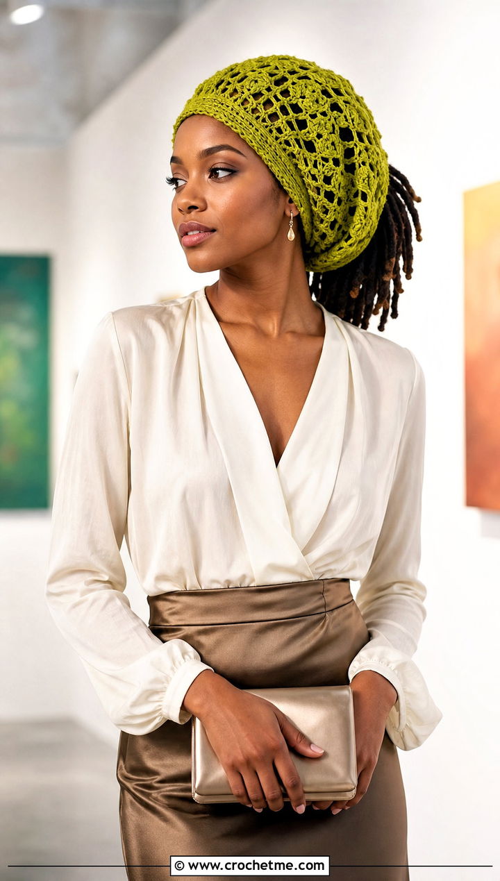 Lace Crochet Dread Tam With Blouse And Satin Skirt - 20 Crochet Dread Cap outfit ideas