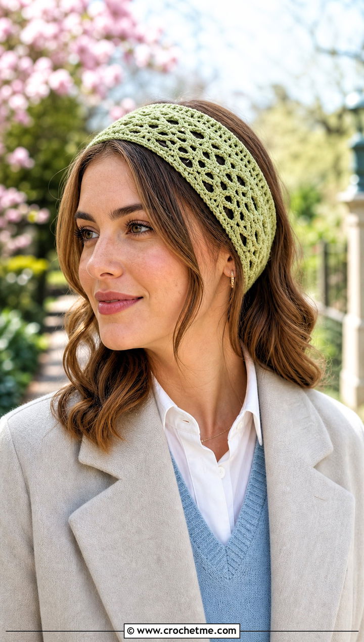 Lace Crochet Ear Warmer With Spring Layers - 25 Quick Crochet Ear Warmer outfit ideas