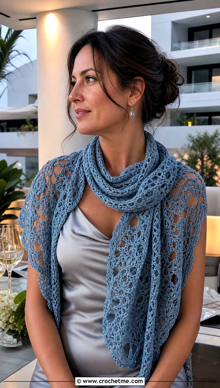 Lace Crochet Scarf With Satin Slip Dress - 30 wanderlust crochet scarf outfit ideas