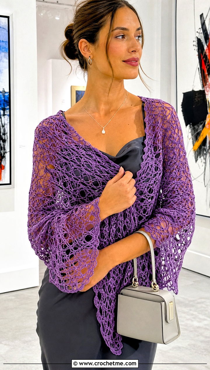 Lace Crochet Semi Circle Shawl With Slip Dress - 25 Crochet Semi Circle Shawl outfit ideas