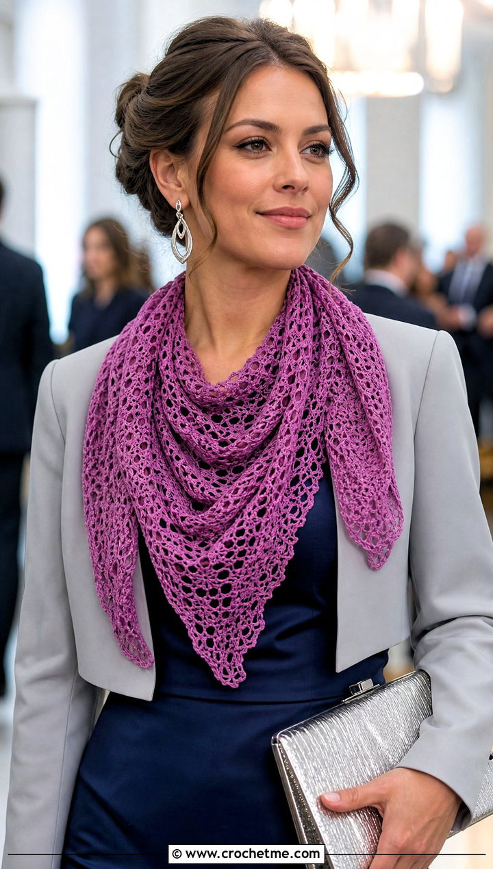 Lace Crochet Snood Scarf With Satin Midi Dress - 25 snood crochet scarf outfit ideas