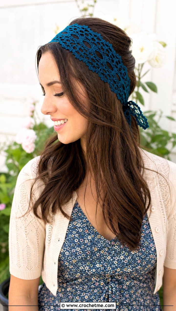 Lace Crochet Tie Headband With Floral Midi Dress - 35 crochet tie headband outfit ideas