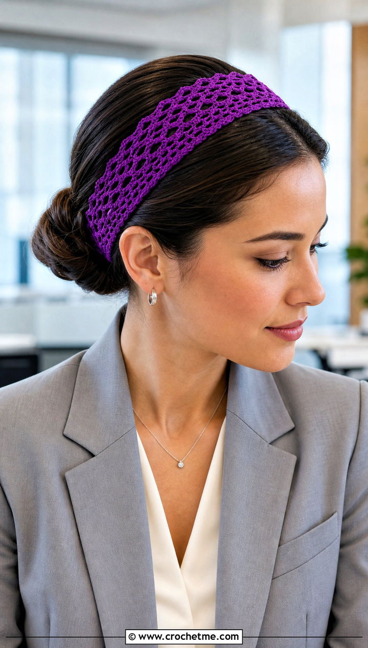 Lace Hair Tie Crochet Headband With Blazer And Trousers - 15 crochet headband using hair tie outfit ideas