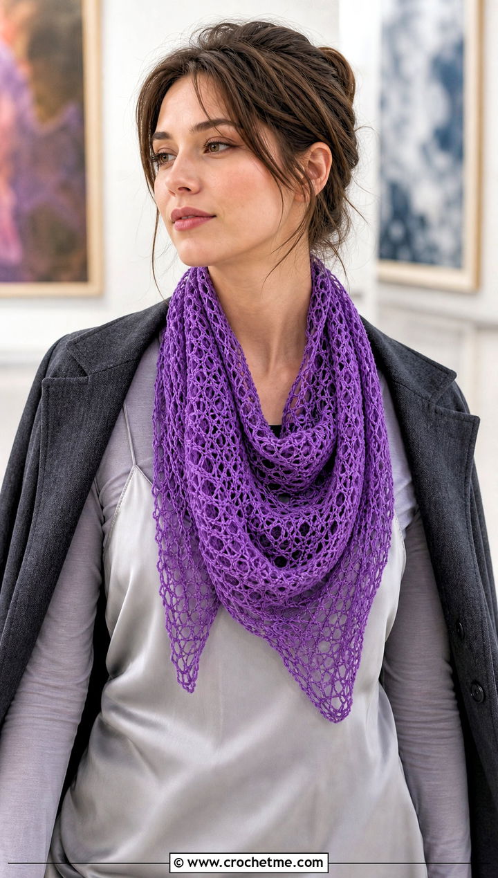 Lace Mesh Cowl Neck Crochet Scarf With Slip Dress - 25 Cowl Neck Crochet Scarf outfit ideas