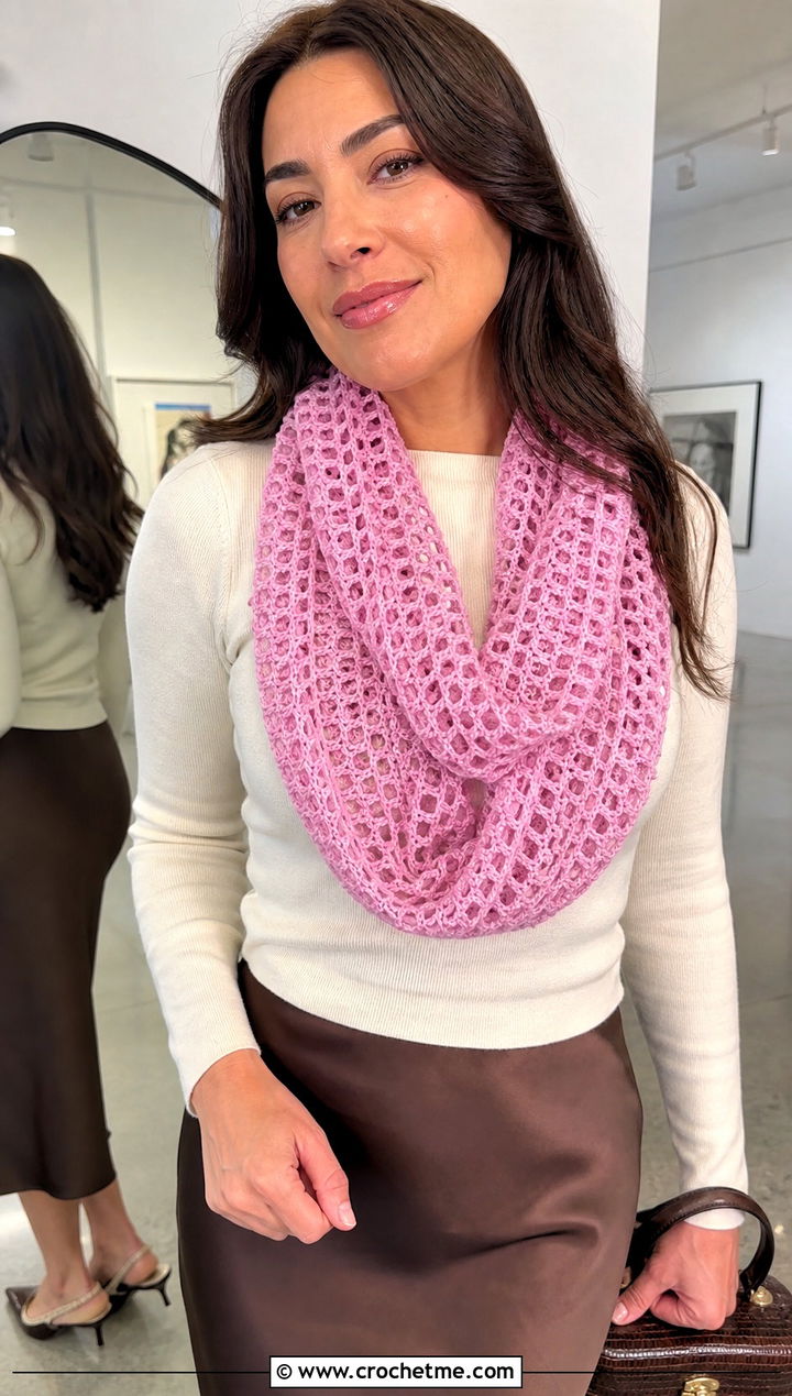 Lace Mesh Crochet Infinity Scarf With Satin Skirt - 15 Crochet Infinity Scarf On Hanger outfit ideas