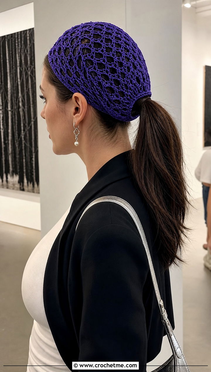 Lace Mesh Crochet Ponytail Headband With Satin Skirt - 25 crochet headband with ponytail hole outfit ideas