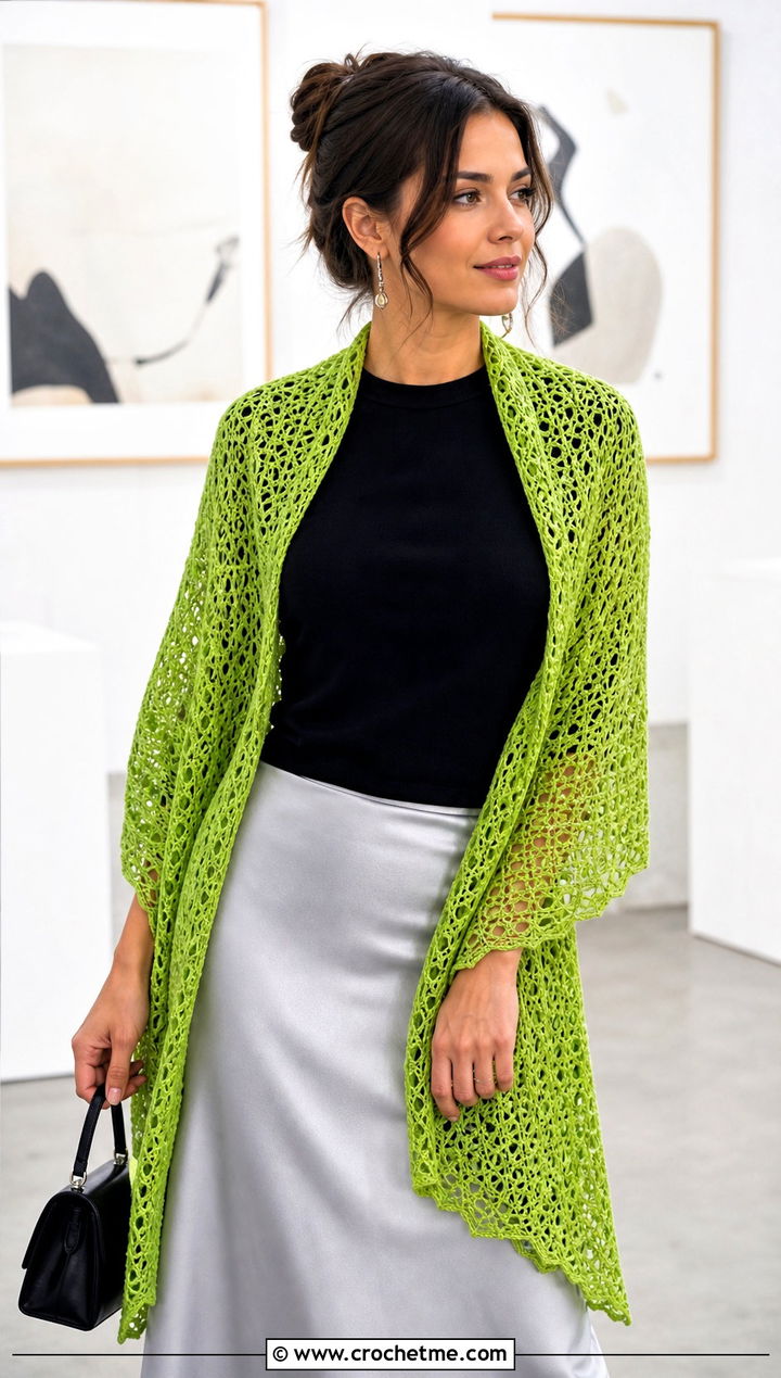 Lace Mesh Crochet Scarf With Satin Skirt - 30 unique crochet scarf outfit ideas