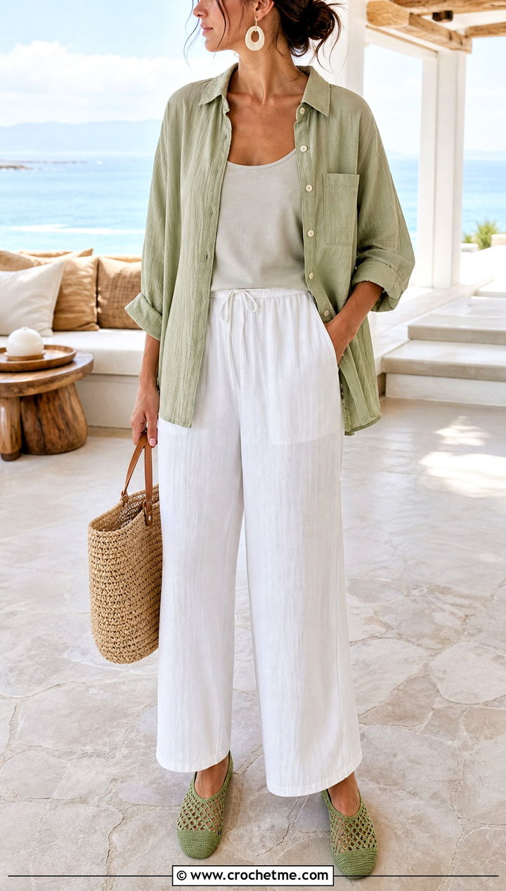 Lace Mesh Crochet Slippers With A Resort Set - 35 easy crochet slippers outfit ideas