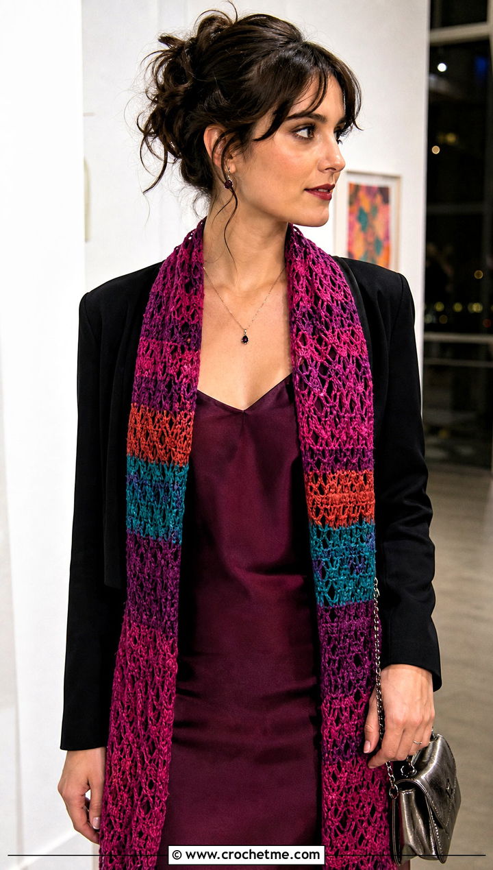Lace Mesh Doctor Who Crochet Scarf With Satin Slip Dress - 25 Doctor Who Crochet Scarf outfit ideas