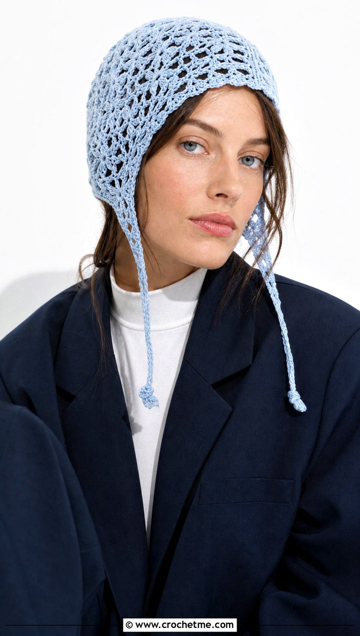 Lace Mesh Ear Flap Hat With Trouser Suit - 25 crochet ear flap hat outfit ideas