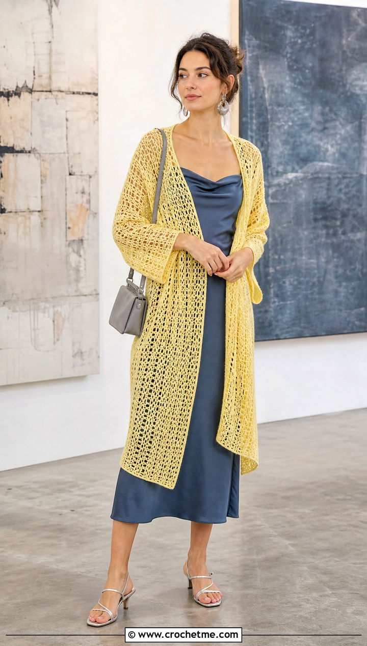Lace Mesh Rectangle Crochet Wrap With Slip Dress - 20 Rectangle Crochet Wrap outfit ideas