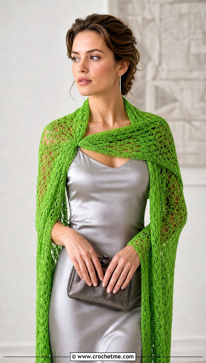 Lace Mesh Sleeve Scarf With Satin Slip Dress - 15 Crochet For Scarf With Sleeves outfit ideas
