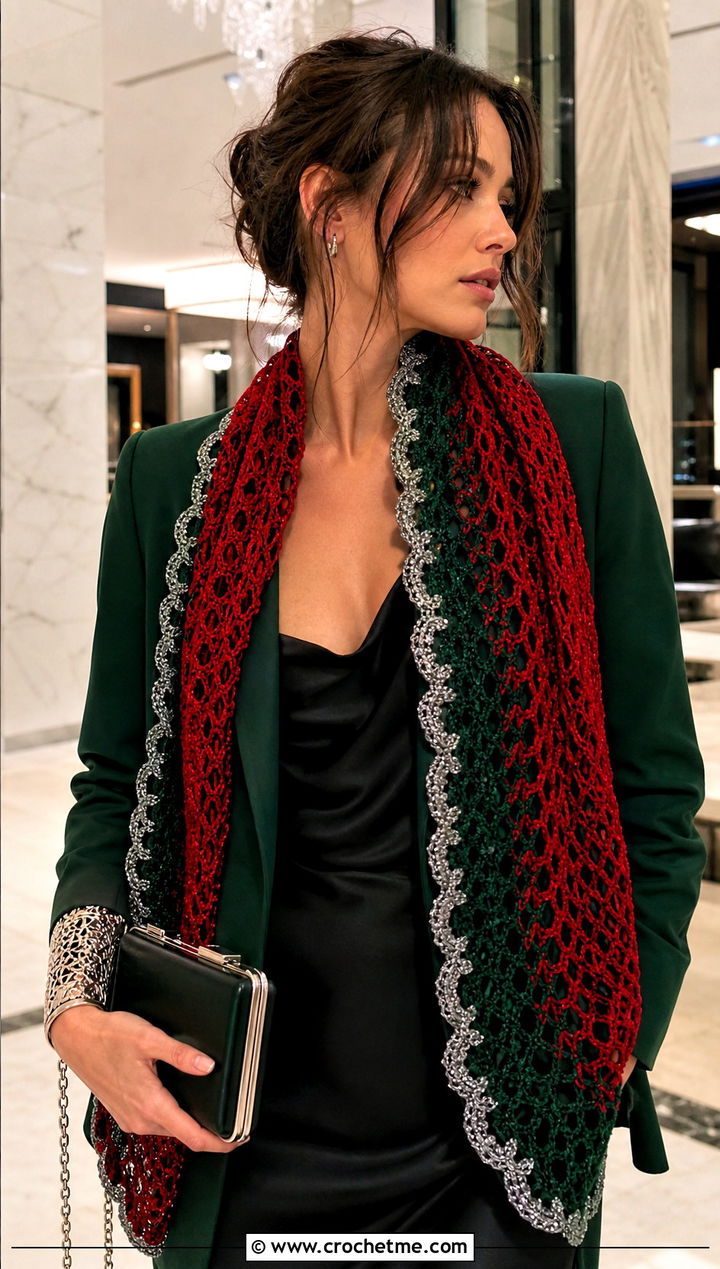 Lace Mesh Slytherin Crochet Scarf With Slip Dress - 30 slytherin crochet scarf outfit ideas
