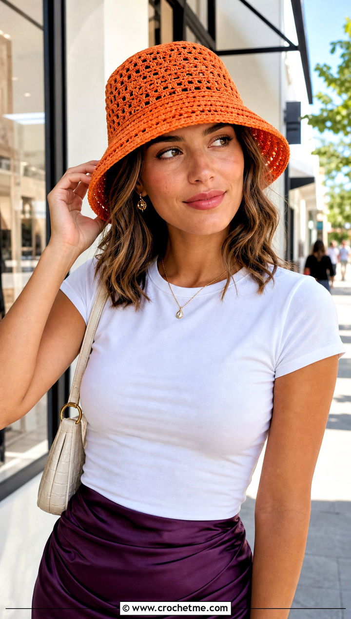 Lace Mesh Square Bucket Hat With Slip Skirt - 30 crochet square hat outfit ideas