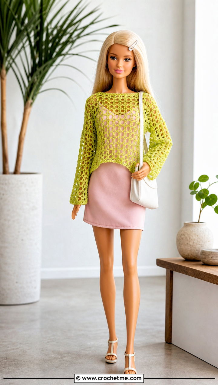 Lace Mesh Toy Sweater With Slip Dress - 25 Crochet Sweater For Toy outfit ideas