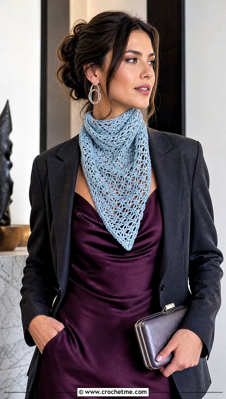 Lace Mesh Turtleneck Crochet Cowl With Satin Slip Dress - 25 Crochet Turtleneck Cowl outfit ideas
