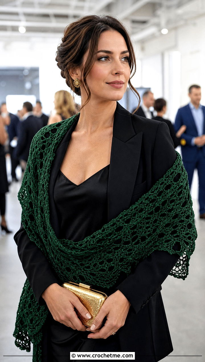 Lace Mesh Velvet Crochet Scarf With Slip Dress - 25 Velvet Crochet Scarf outfit ideas