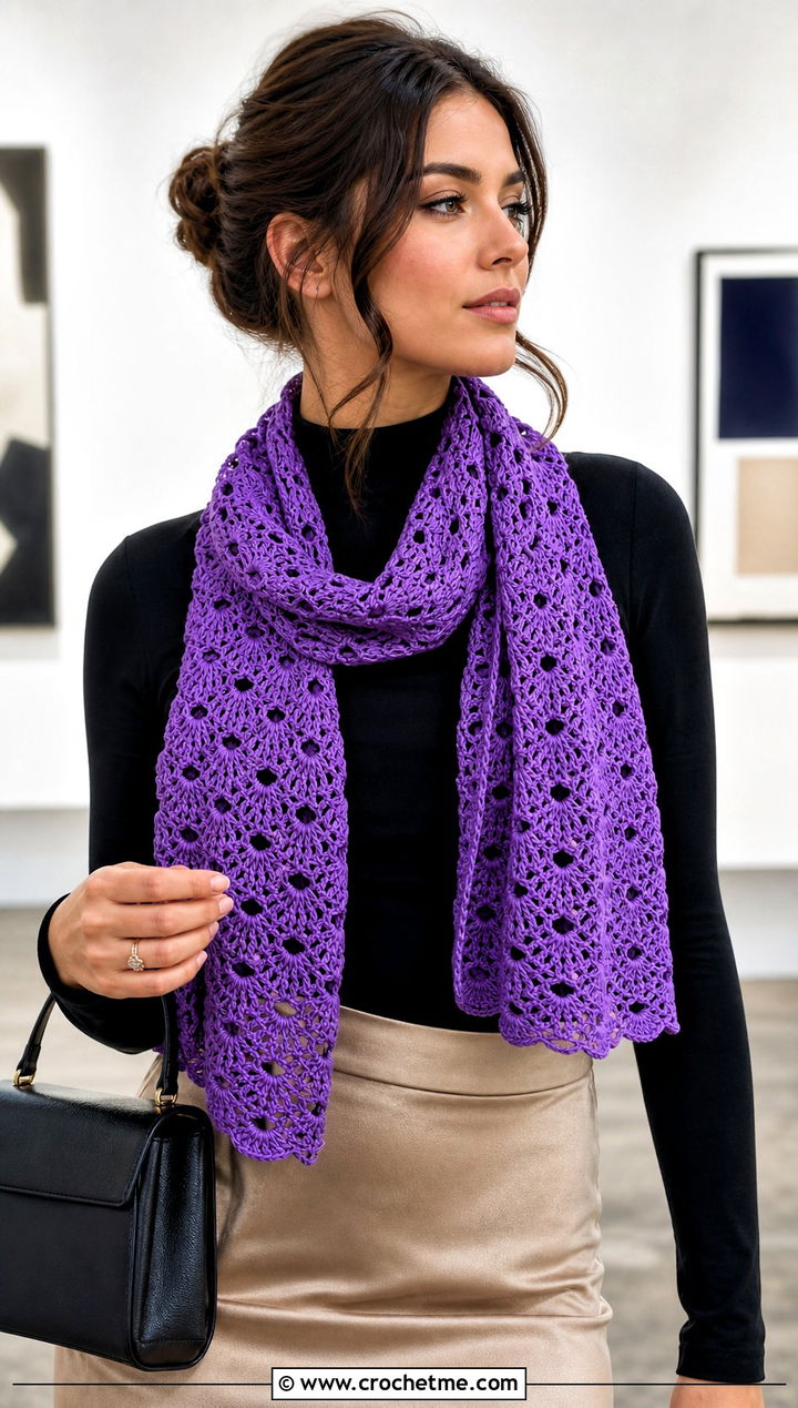 Lace Shell One Ball Crochet Scarf With Satin Skirt - 15 one ball crochet scarf outfit ideas