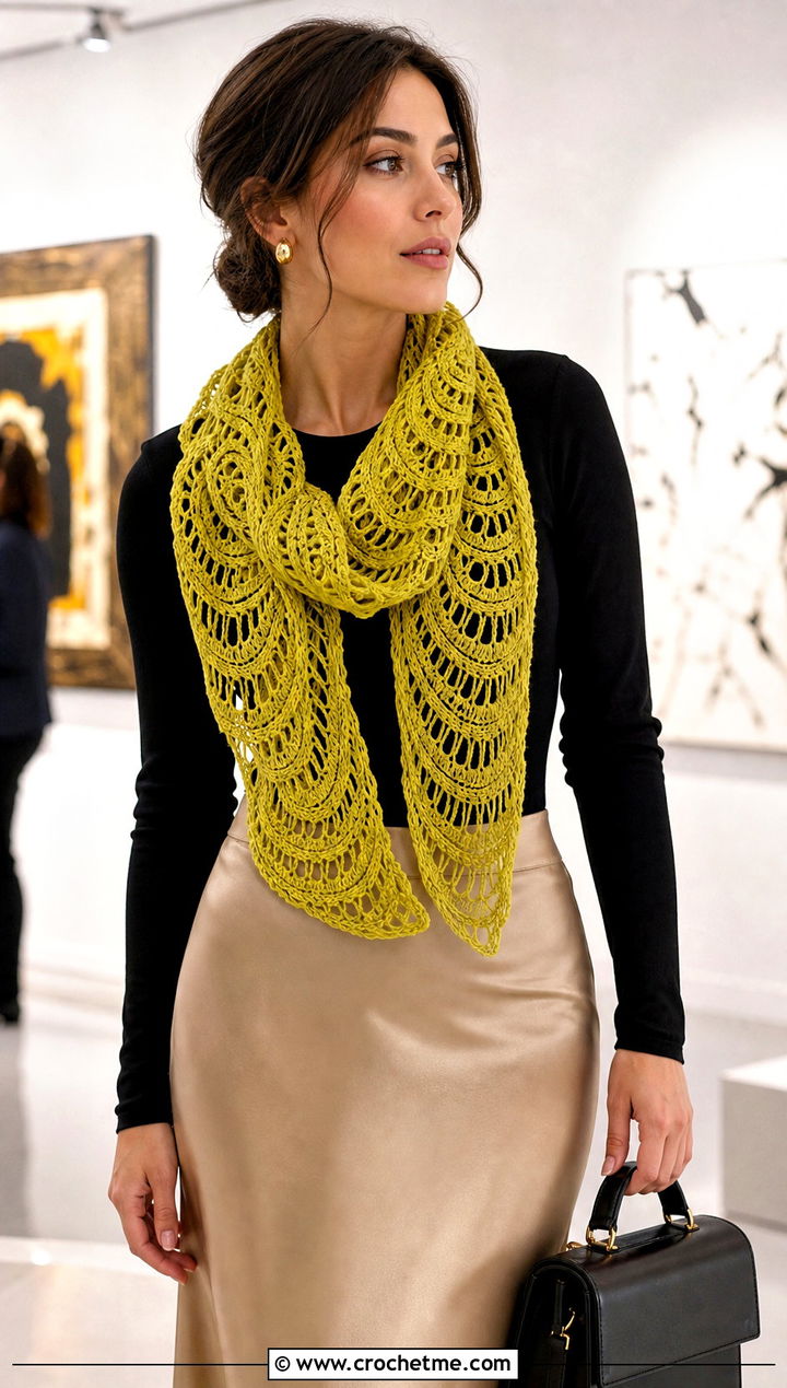 Lace Spiral Crochet Scarf With Satin Skirt - 15 easy spiral crochet scarf outfit ideas
