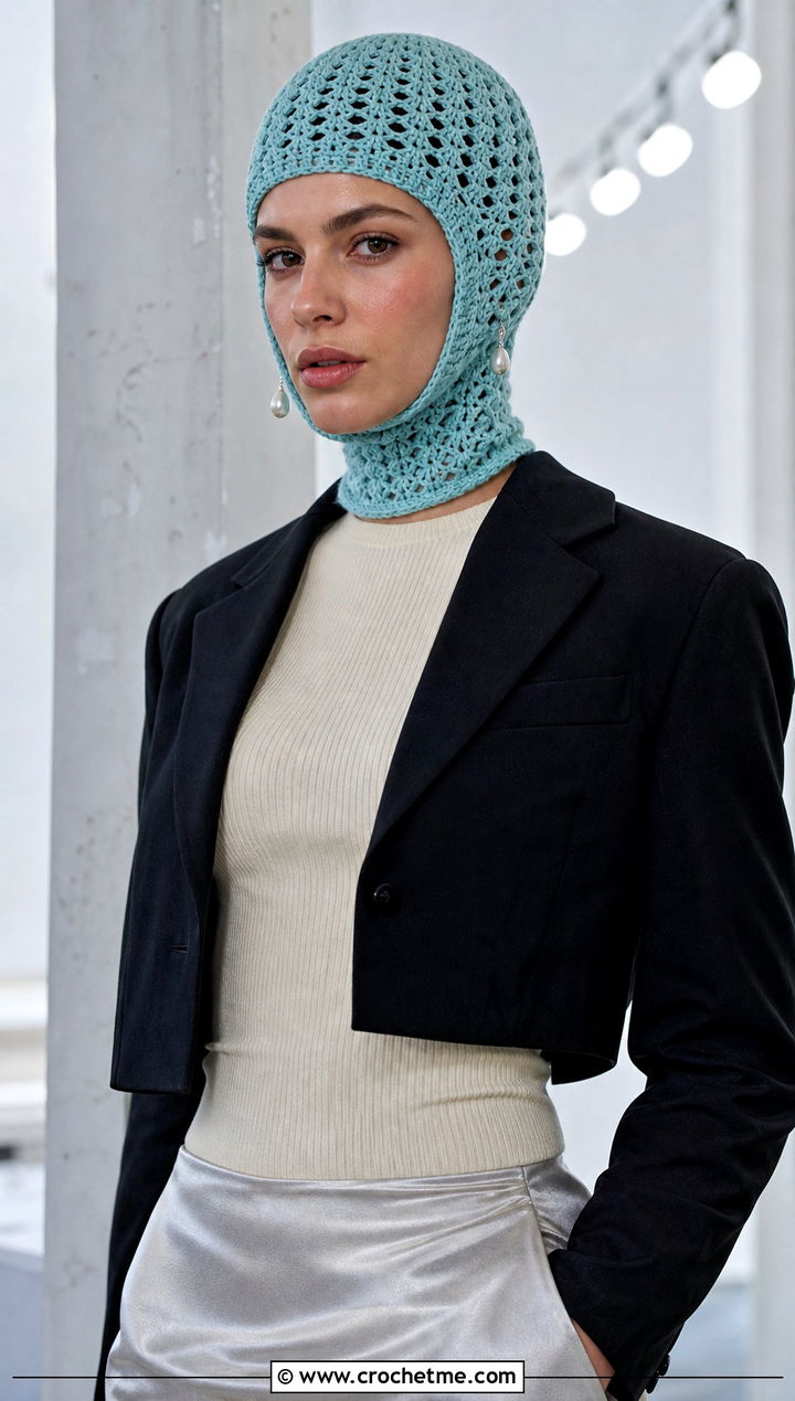 Lace Stitch Crochet Balaclava With Slip Skirt - 25 easy crochet balaclava outfit ideas