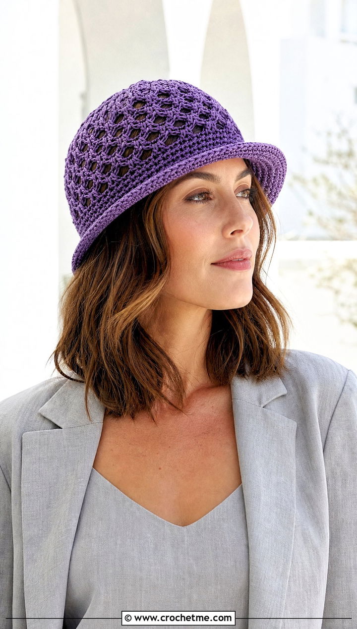 Lace Stitch Gatsby Crochet Hat With Linen Suit - 15 Gatsby Crochet Hat outfit ideas