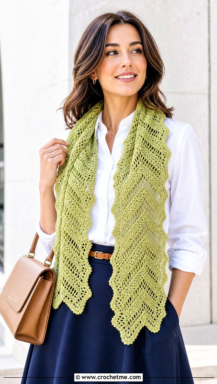 Lace Zig Zag Crochet Scarf With Midi Skirt - 25 Zig Zag Crochet Scarf outfit ideas