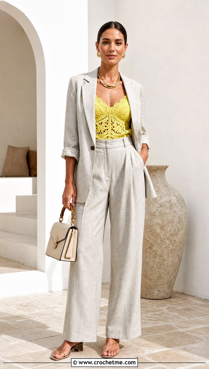 Lacy Crochet Camisole With Matching Summer Suit - 25 crochet lacy summer tops outfit ideas