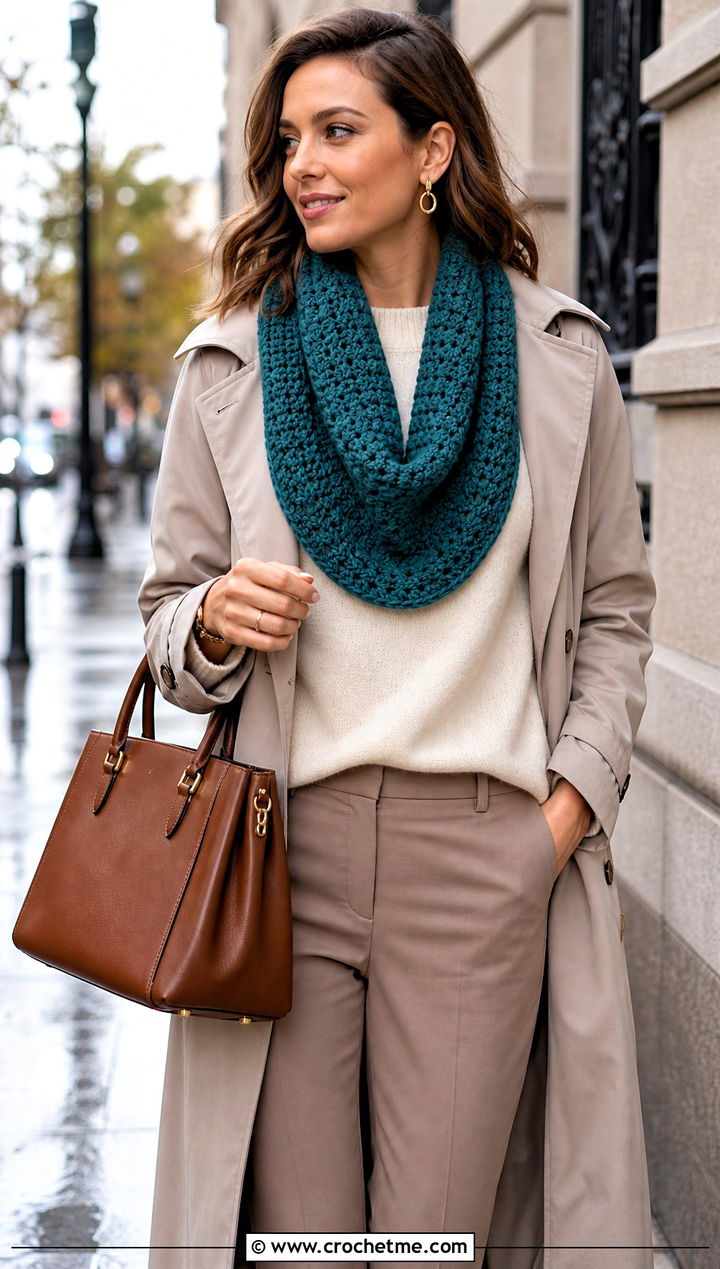 Lansdowne Crochet Cowl With Trench Coat - 15 lansdowne crochet cowl outfit ideas