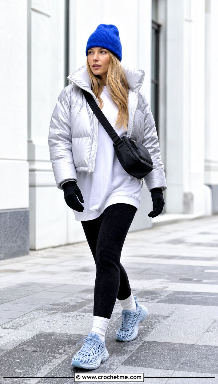 Lattice Crochet Nike Zoom Vomero Roam With Puffer Jacket - 35 crochet nike shoes outfit ideas
