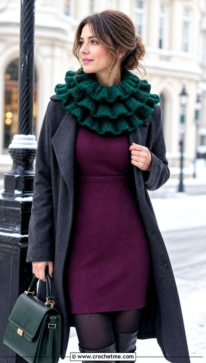 Layered Clown Crochet Ruffle Collar With Sweater Dress - 25 Clown Crochet Ruffle Collar outfit ideas