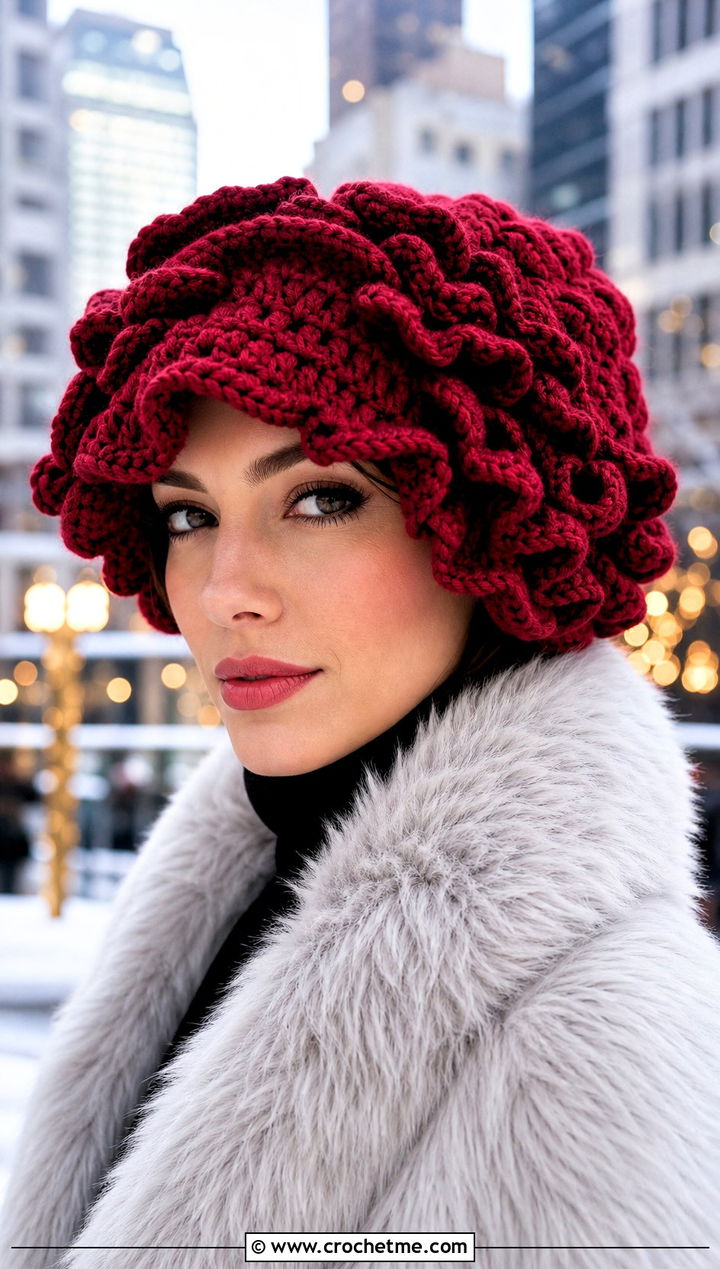 Layered Curl Cabbage Patch Crochet Hat With Faux Fur Coat - 25 Cabbage Patch Crochet Hat outfit ideas