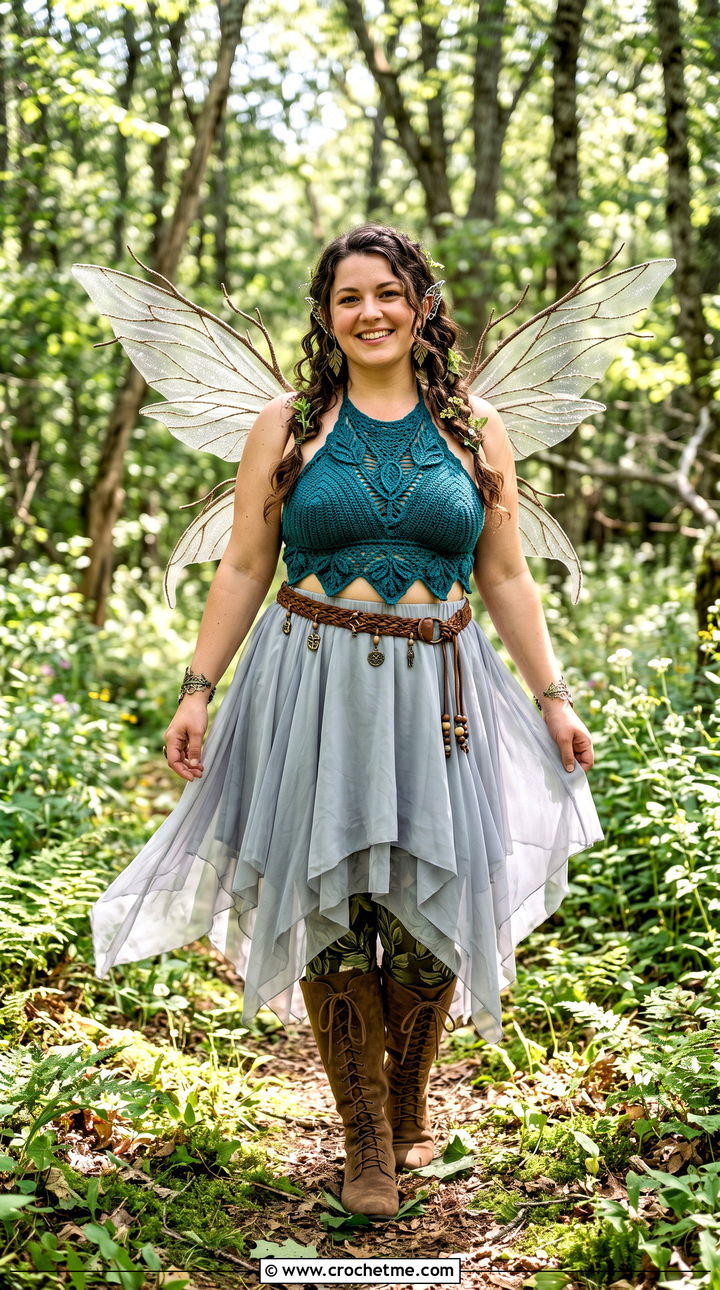 Leaf Stitch Halter Fairy Costume - 35 crochet fairy costume outfit ideas