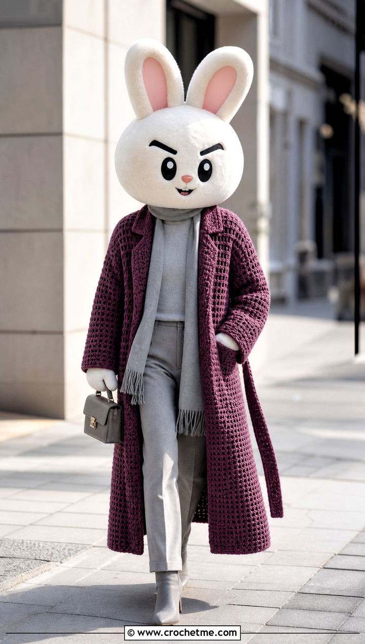 Leebit Crochet Longline Coat Outfit - 35 skzoo crochet outfits ideas