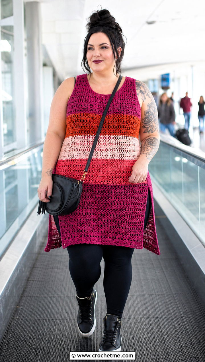 Lesbian Flag Crochet Tunic Top With Leggings - 25 Lesbian Flag Crochet Top outfit ideas