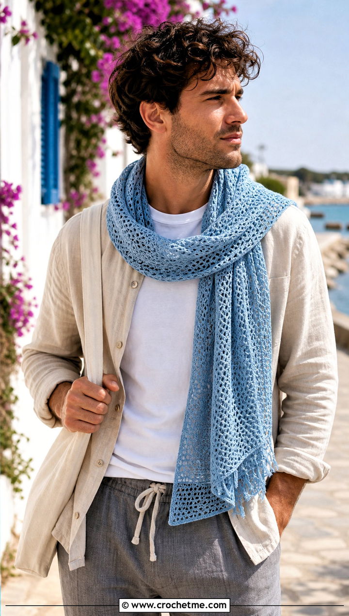 Lightweight Cotton Hooded Scarf With Linen Outfit - 20 Crochet Hooded Scarf For Men outfit ideas