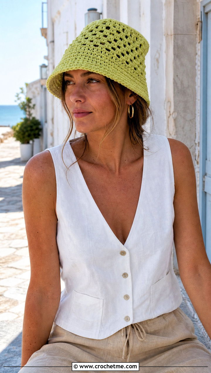 Lightweight Cotton Slouch Crochet Hat With Linen Set - 30 slouch crochet hat outfit ideas