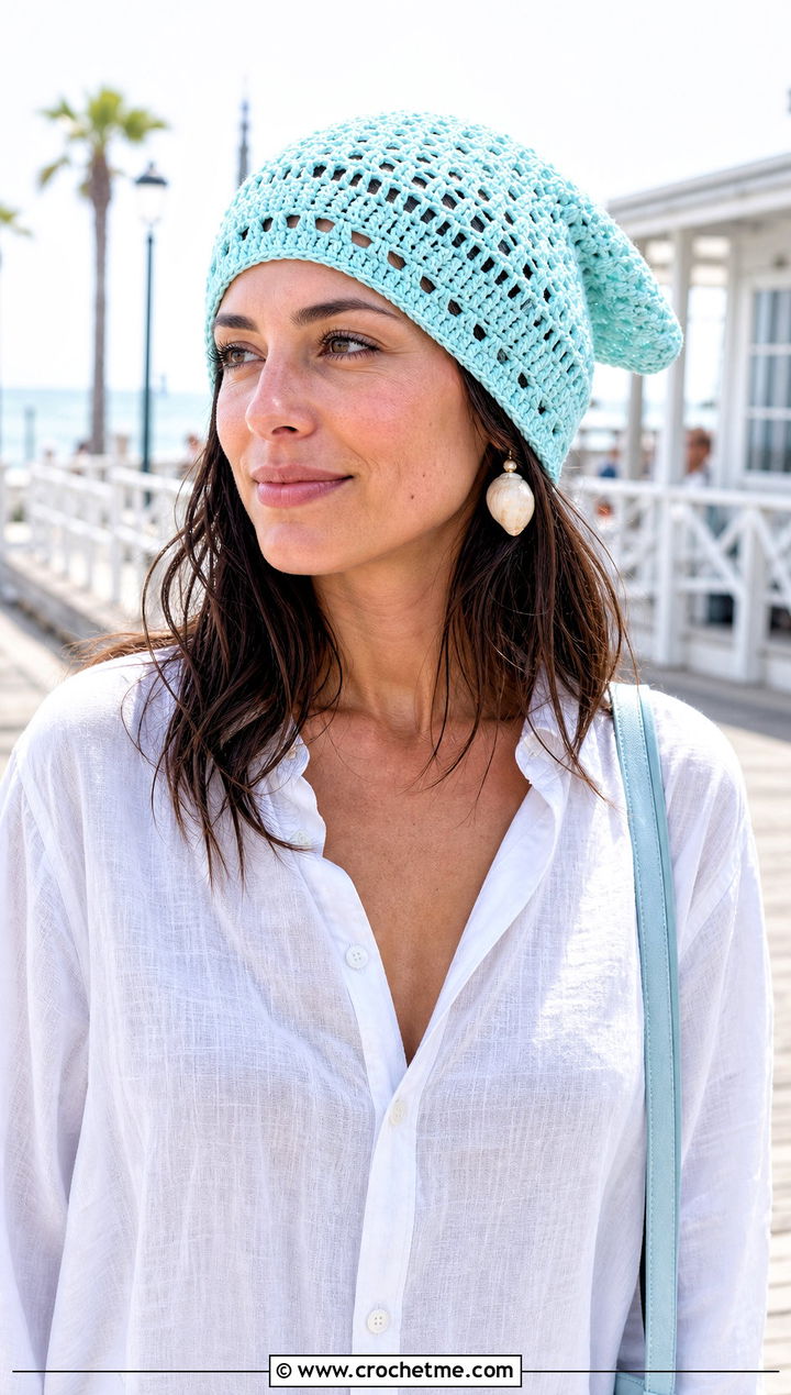 Lightweight Crochet Link Hat With Linen Outfit - 30 crochet link hat outfit ideas