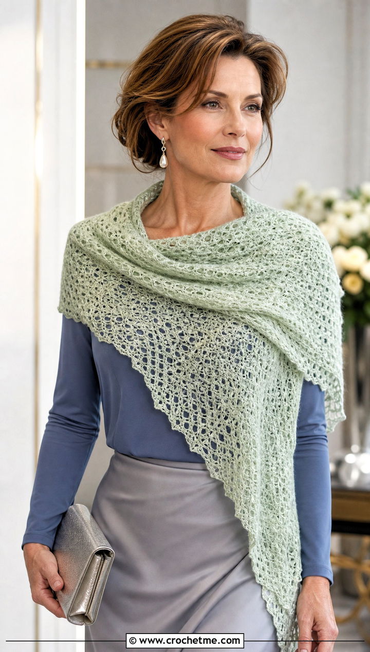 Lightweight Snowfall Crochet Sweater Scarf With Satin Midi Skirt - 15 Snowfall Crochet Sweater Scarf outfit ideas
