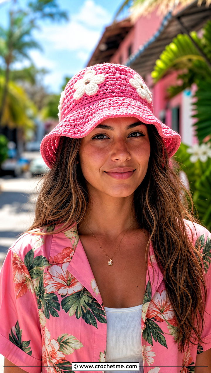 Lilo Tropical Bucket Hat With Matching Shirt - 30 disney crochet hat outfit ideas