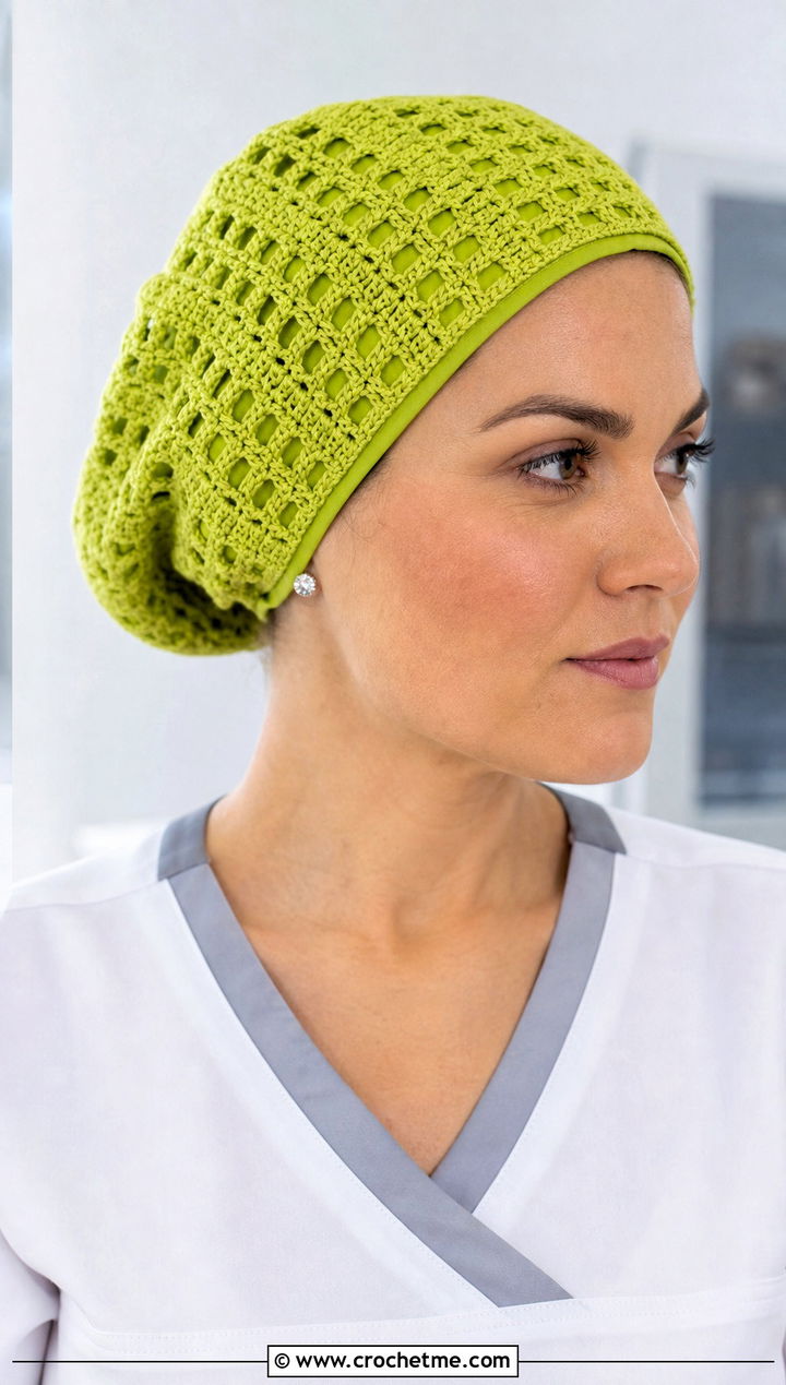 Lined Mesh Crochet Scrub Cap With Summer Scrubs - 20 Crochet Scrub Cap outfit ideas