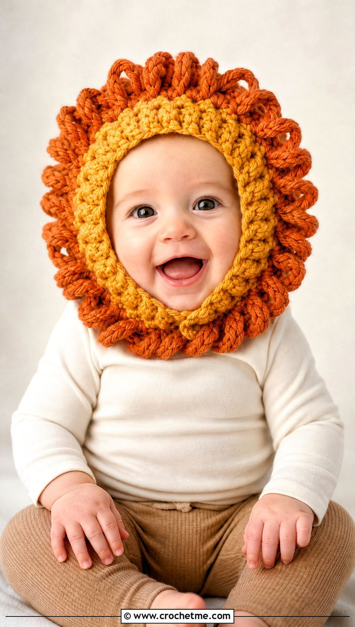 Lion Mane Photo Prop Crochet Hat With Neutral Bodysuit - 15 Photo Prop Crochet Hat outfit ideas