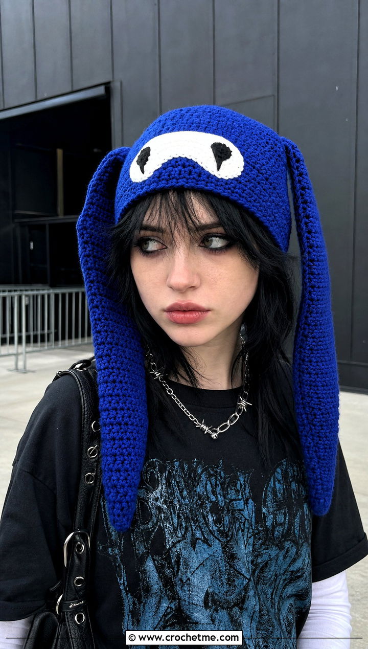Long Ear Sincerity Is Scary Crochet Hat With Band Tee And Plaid Pants - 15 Sincerity Is Scary Crochet Hat outfit ideas