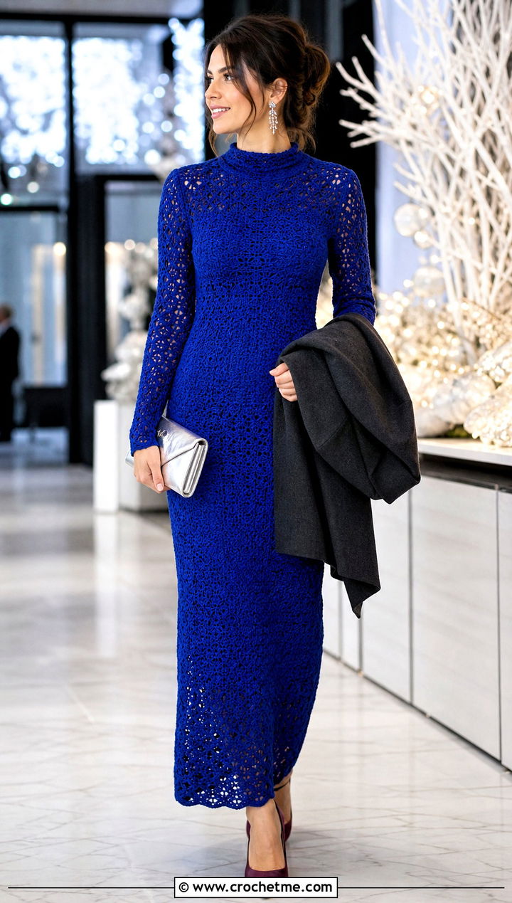 Long Sleeve Crochet Dress Winter Wedding Guest Outfit - 25 crochet wedding guest outfit ideas