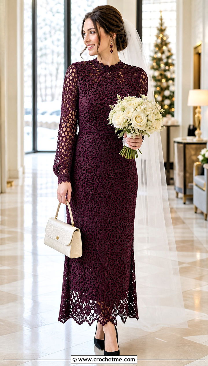 Long Sleeve Crochet Lace Wedding Dress - 30 crochet lace wedding dress outfit ideas