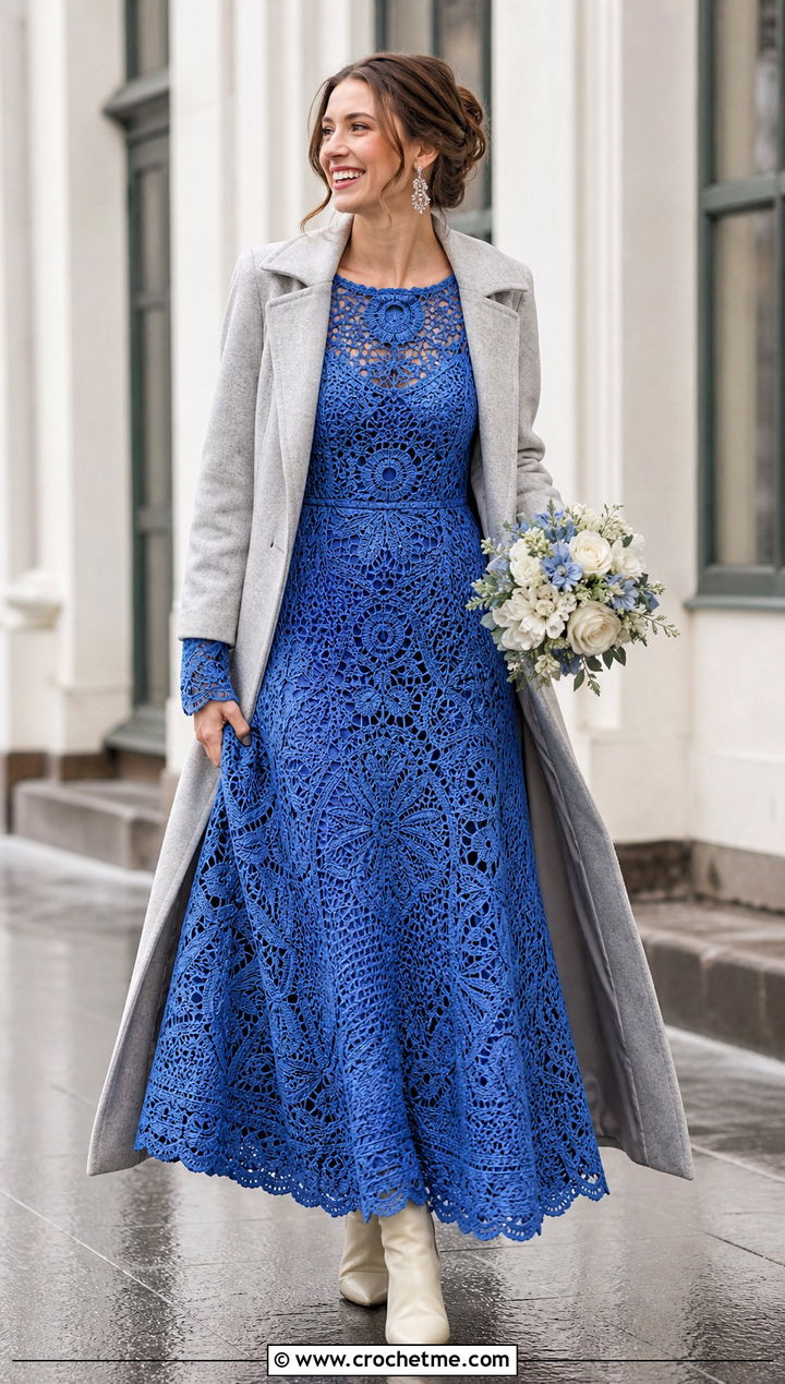 Long Sleeve Irish Crochet Wedding Dress With Ankle Boots - 30 Irish Crochet Wedding Dress outfit ideas