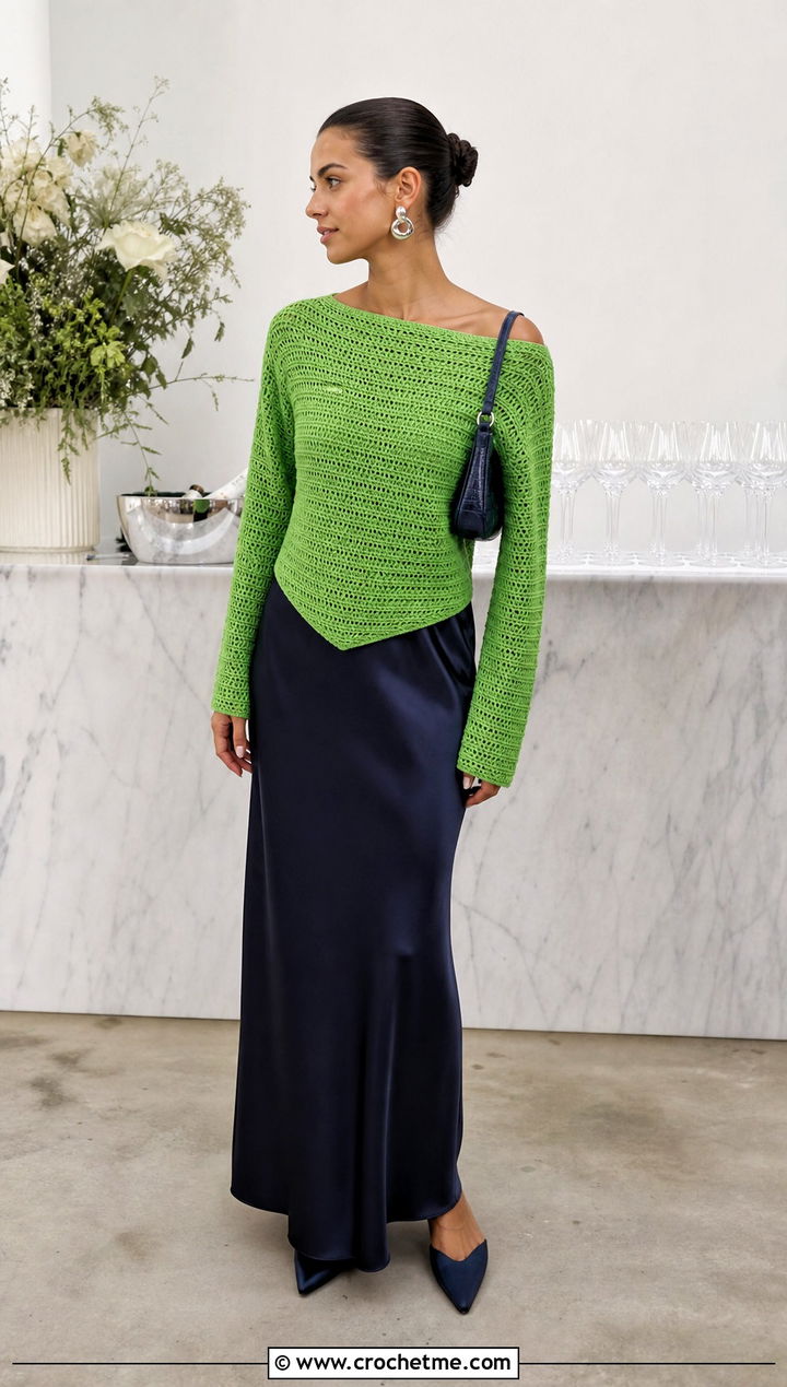Long Sleeve Tunisian Crochet Shirt With Slip Dress - 20 Tunisian Crochet Shirt outfit ideas