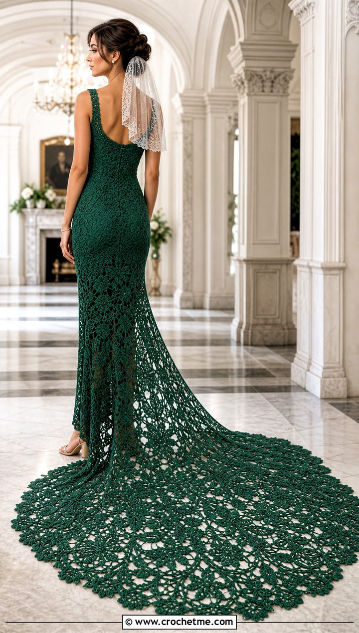 Long Train Crochet Wedding Dress - 25 Handmade Crochet Wedding Dress outfit ideas