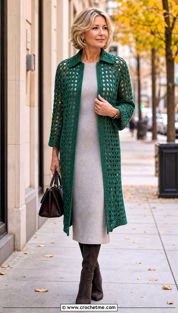 Longline Bode Crochet Shirt With Knit Dress - 20 Bode Crochet Shirt outfit ideas